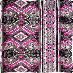 Wyoming Traders Wild Rag Aztec Print Silver / Pink 100% Silk Scarf - 34.5"